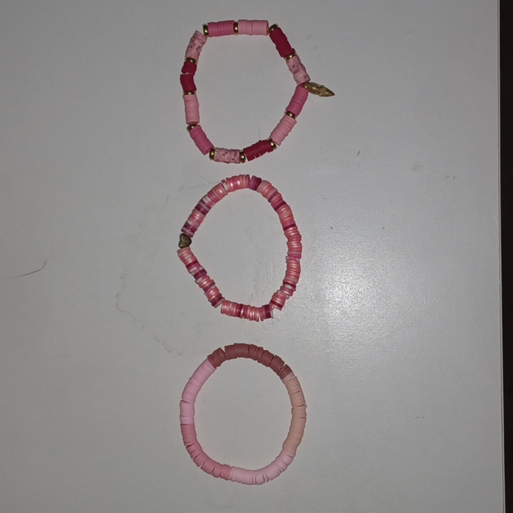 3pc pink handmade bracelet set